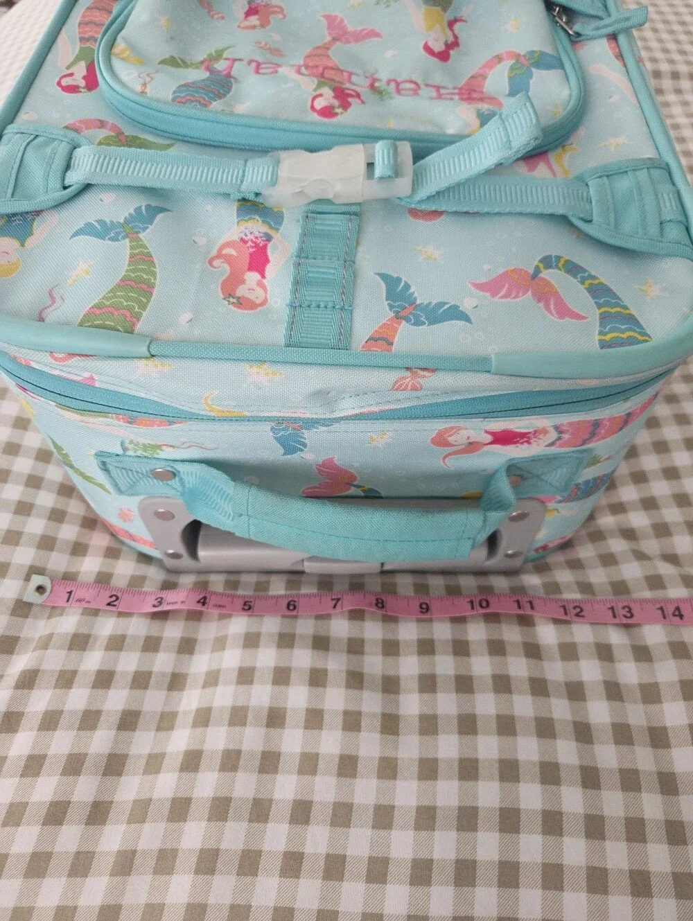 Retired Pottery Barn Kids Mackenzie Aqua Mermaid Rolling Suitcase